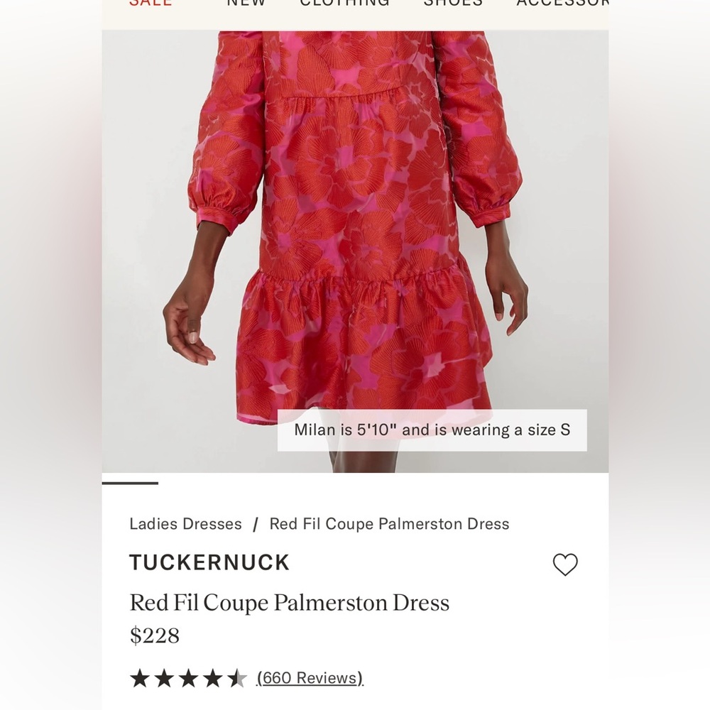 Tuckernuck Palmerston dress in Red Fil Coupe XXS